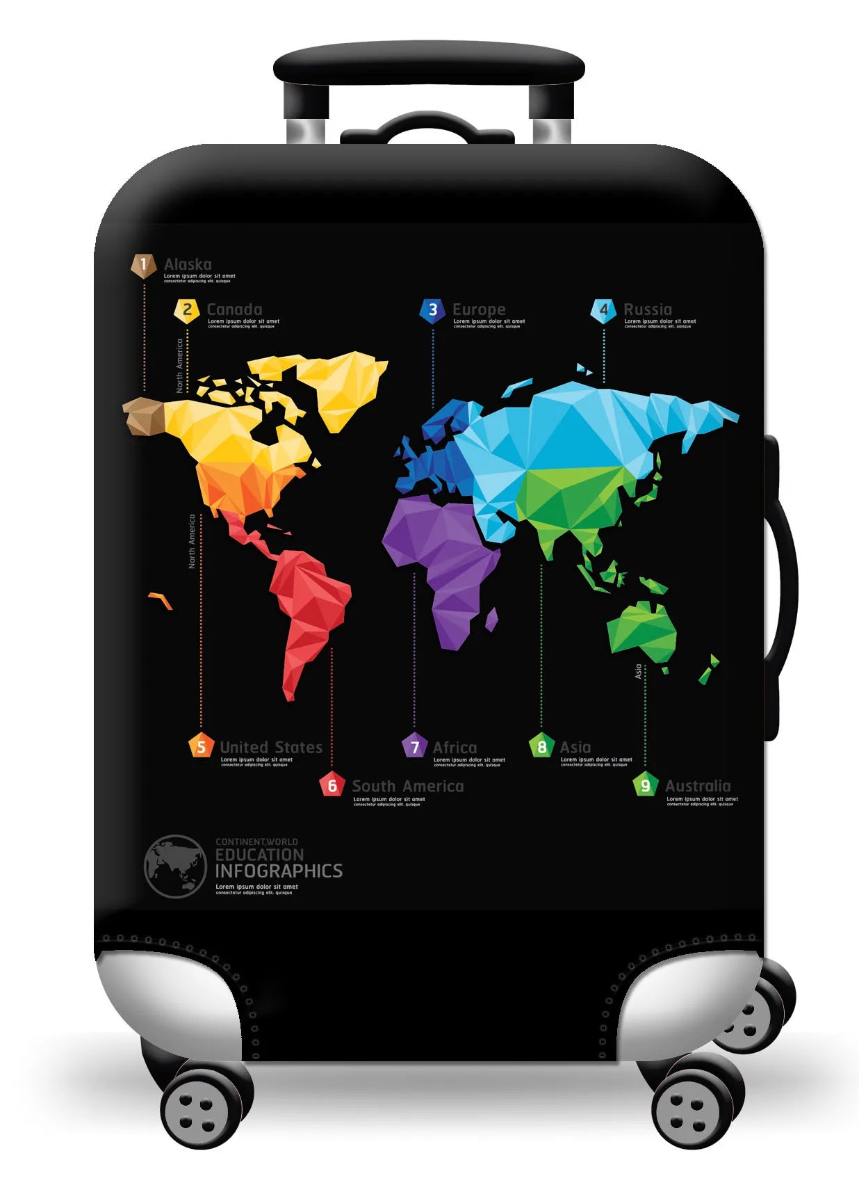 Elastische Koffer Schutzhülle Weltkarten Motiv für Reisegepäck