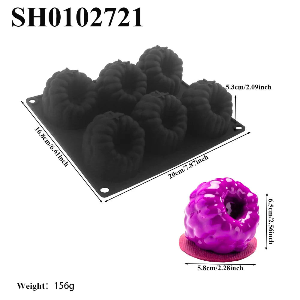 Silikon Kuchenform mit 6 12 oder 24 Himbeerzellen für Desserts