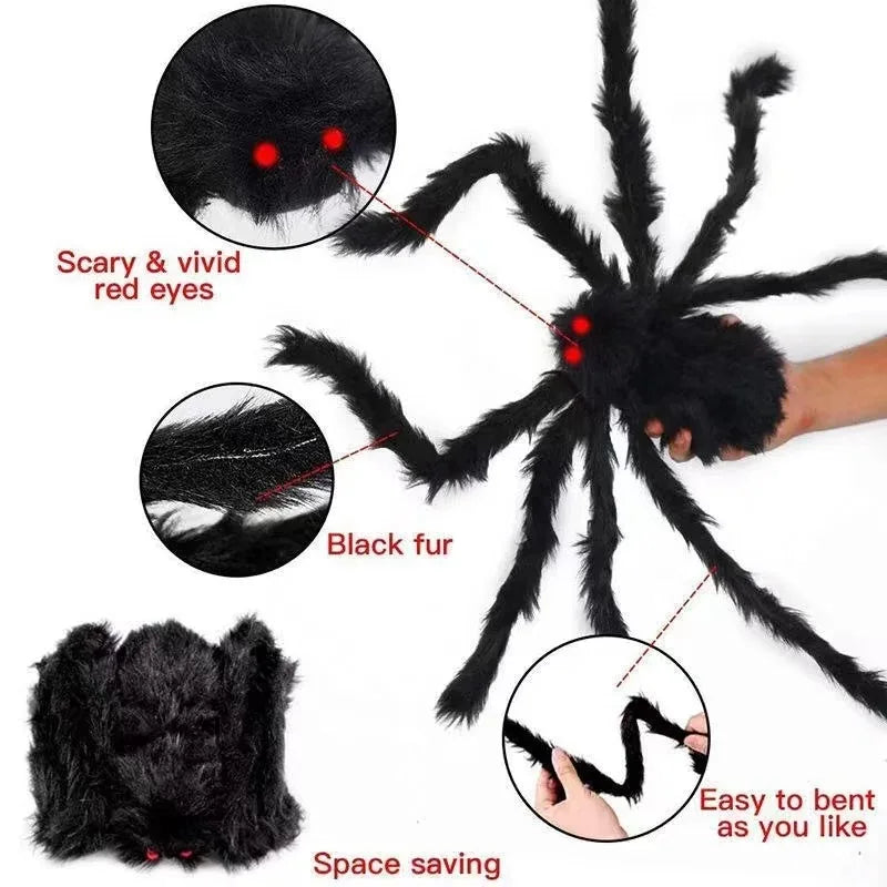 Große Halloween Spinne Deko in verschiedenen Größen für Gruselfeste