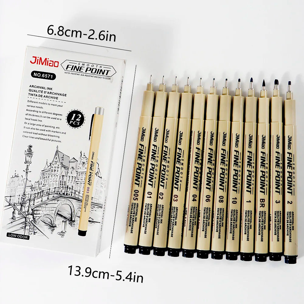 Technisches Fineliner Stift Set 6 9 12 Stück für Punktzeichnungen Skizzen