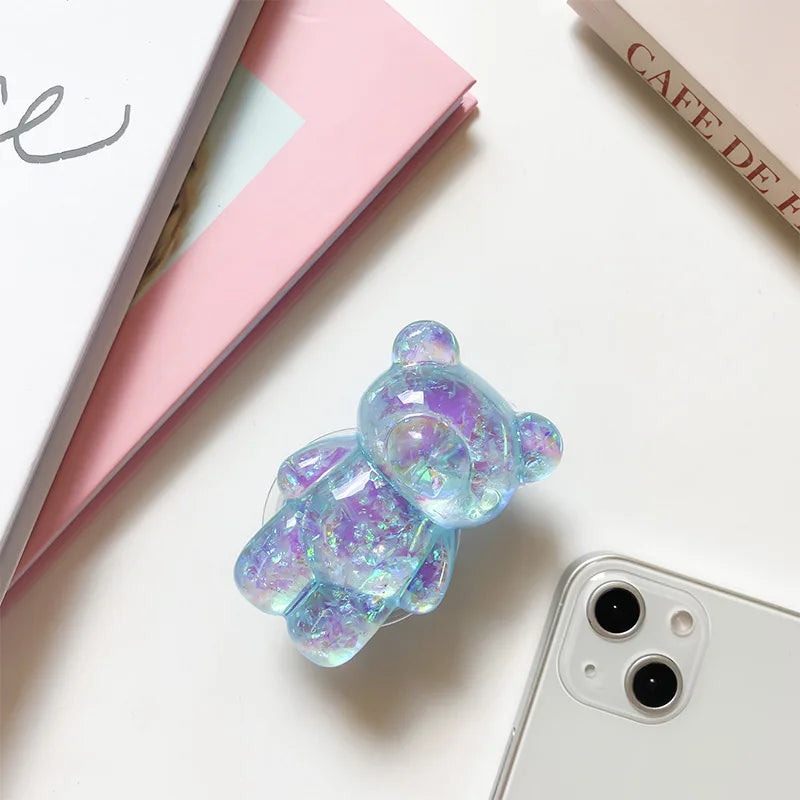 3D Glitter Bär Handyhalterung Universal aus TPU mit Standfunktion