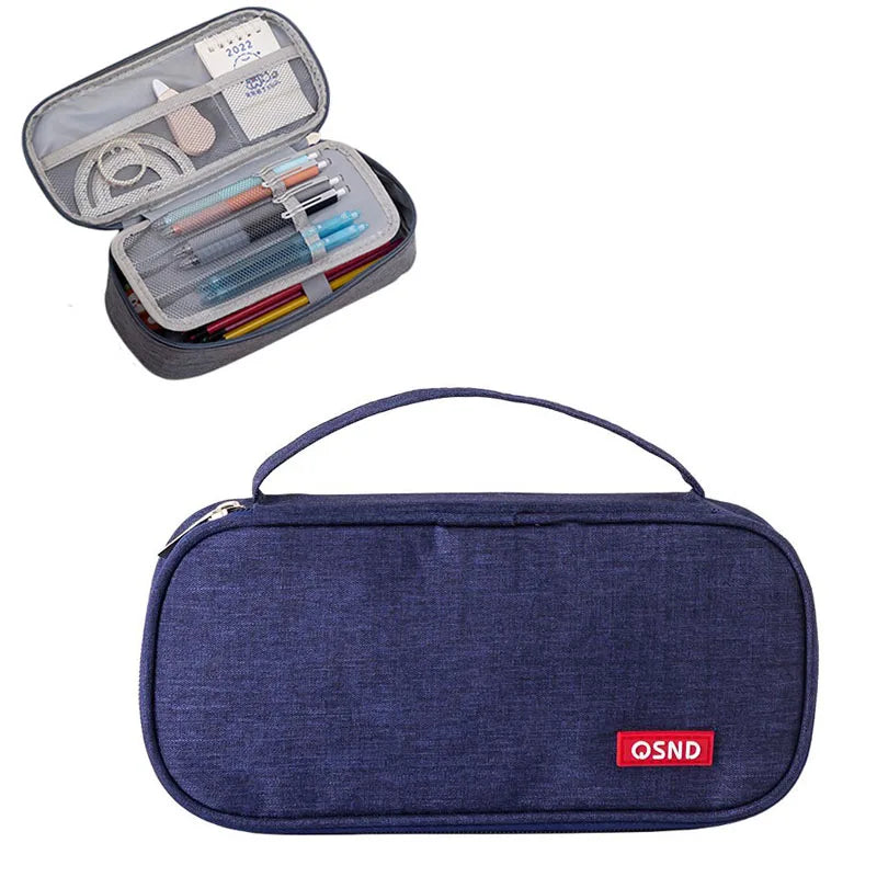 2-lagige Stift- und Kosmetikaufbewahrungstasche mit großer Kapazität