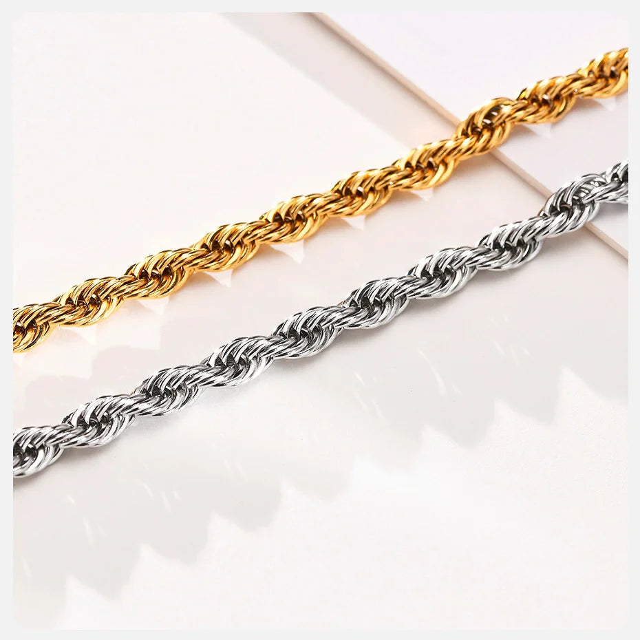 Verstellbares Edelstahl Kettenarmband mit gedrehter Seilstruktur - Yabubest - Home & More