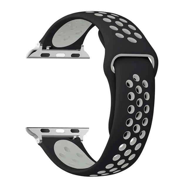 Atmungsaktives Silikon-Sportarmband kompatibel mit Smartwatch 38-49 mm