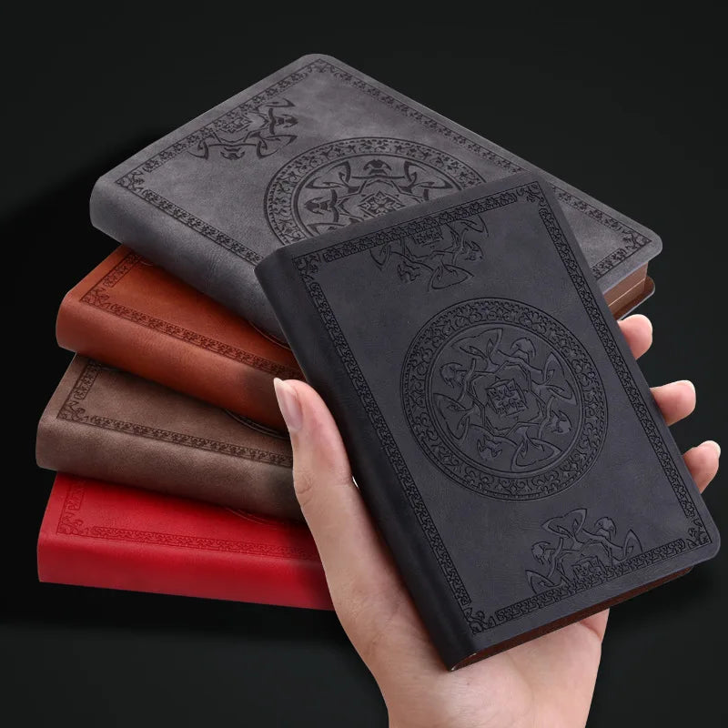 A6 Retro Mini Notizbuch PU Leder mit Taschen – Tragbar für Büro Buchhaltung