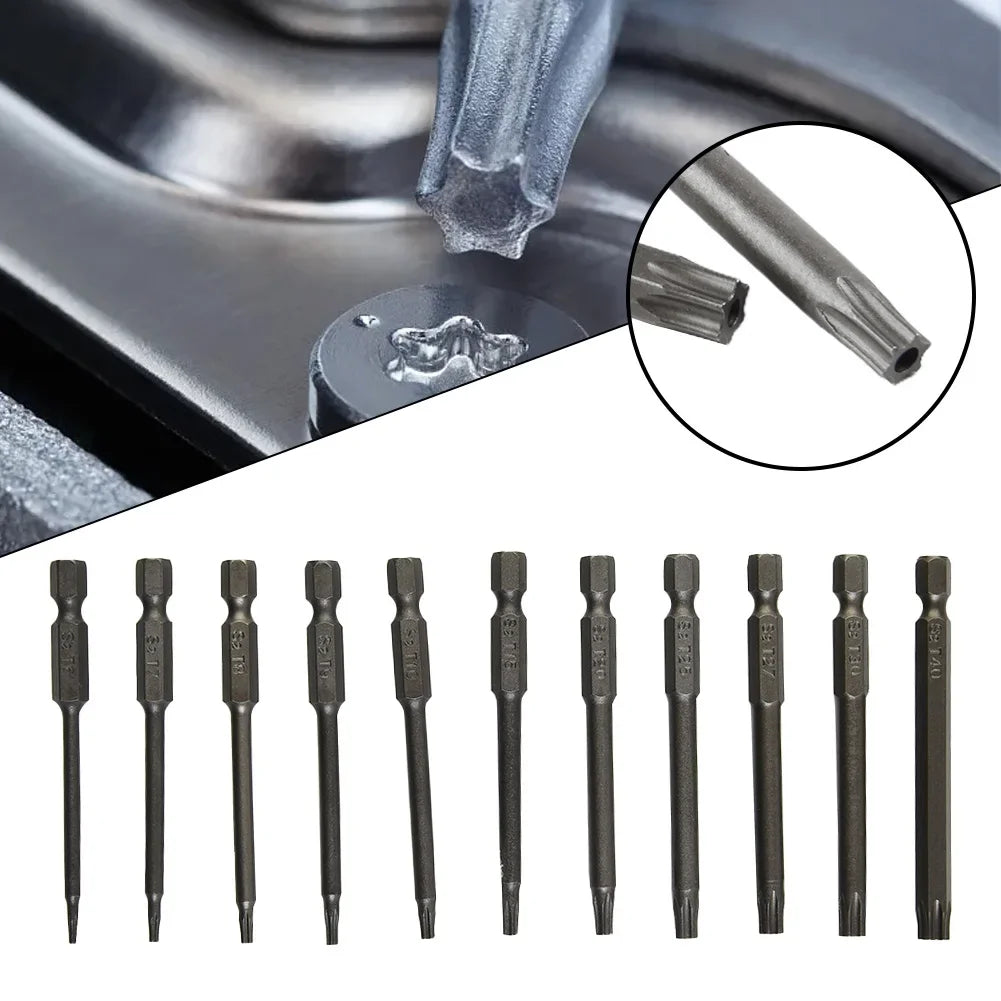 11-teiliges Torx Bit Set 75mm Sicherheit 1/4 Zoll Sechskant Bits Schrauber
