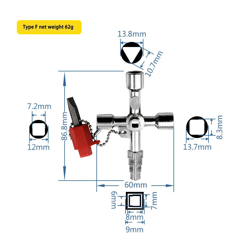 4in1 Multifunktions Inbusschlüssel Set für Wasserzähler Ventil Reparatur