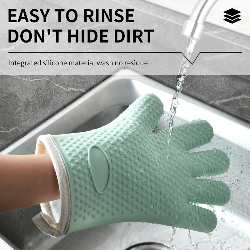 Hitzebeständige Silikonhandschuhe Mikrowellen Backhandschuhe rutschfest