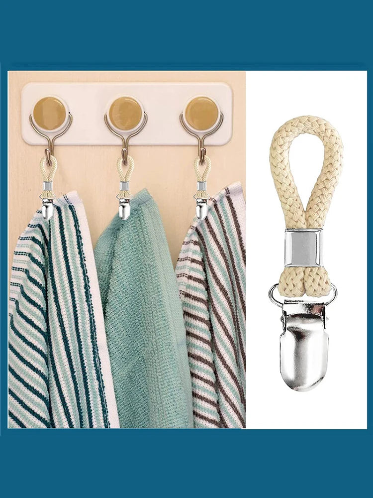 Praktische 4er-Set Handtuchhalter mit Metallhaken und Baumwollschleife