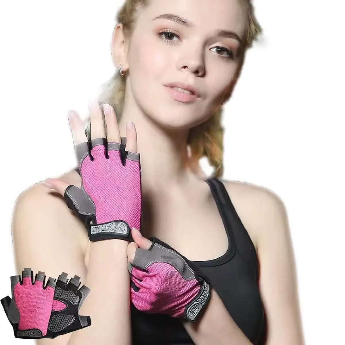 Atmungsaktive Anti-Rutsch Fitness- - Fahrradhandschuhe Halb Finger, 8 Farben
