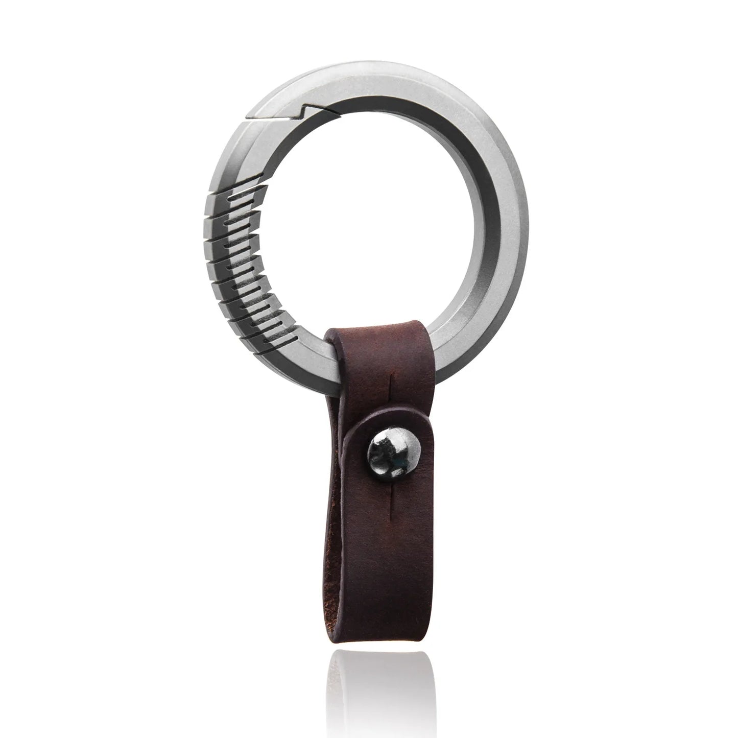 Schwarzer Titan Leder Schlüsselanhänger Herren leichtes EDC Geschenk