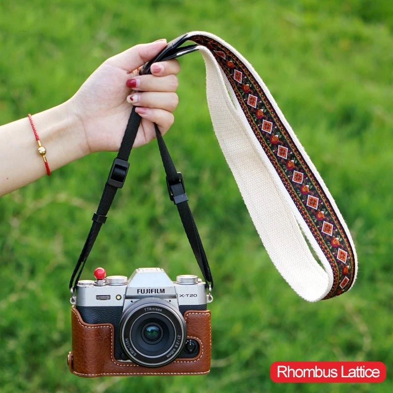 Breiter Vintage Kameragurt mit Blumenmuster für DSLR Kompatibel