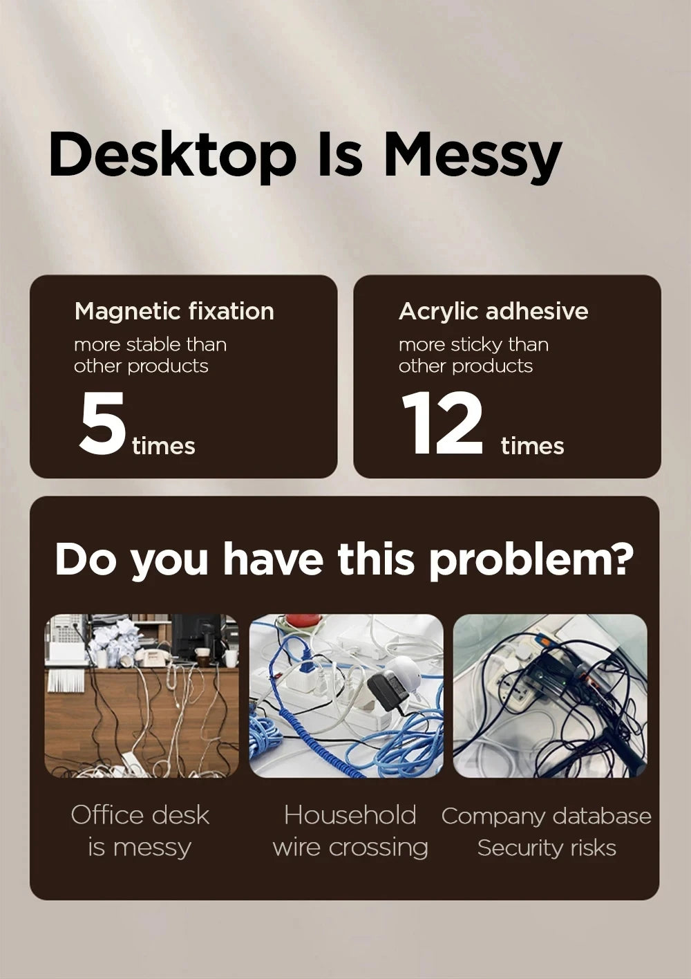 Magnetischer Kabelclip selbstklebend Kabelhalter Kabel-Organizer Büro-Yabubest - Home & More