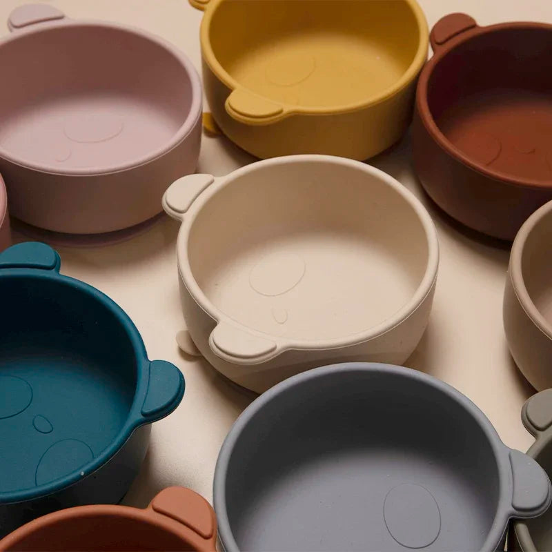 BPA-freie Silikon Baby Fütterung Schüssel Cartoon Panda Rutschfestes Geschirr