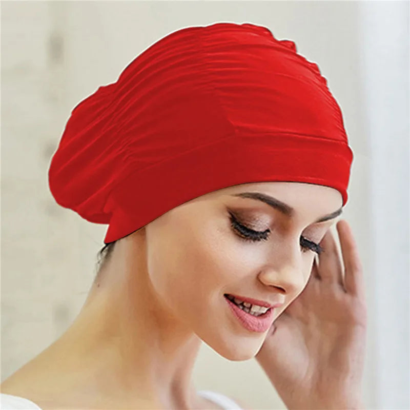 Elastische Bademütze für langes Haar – Unisex Nylon Turban-Stil Schutz