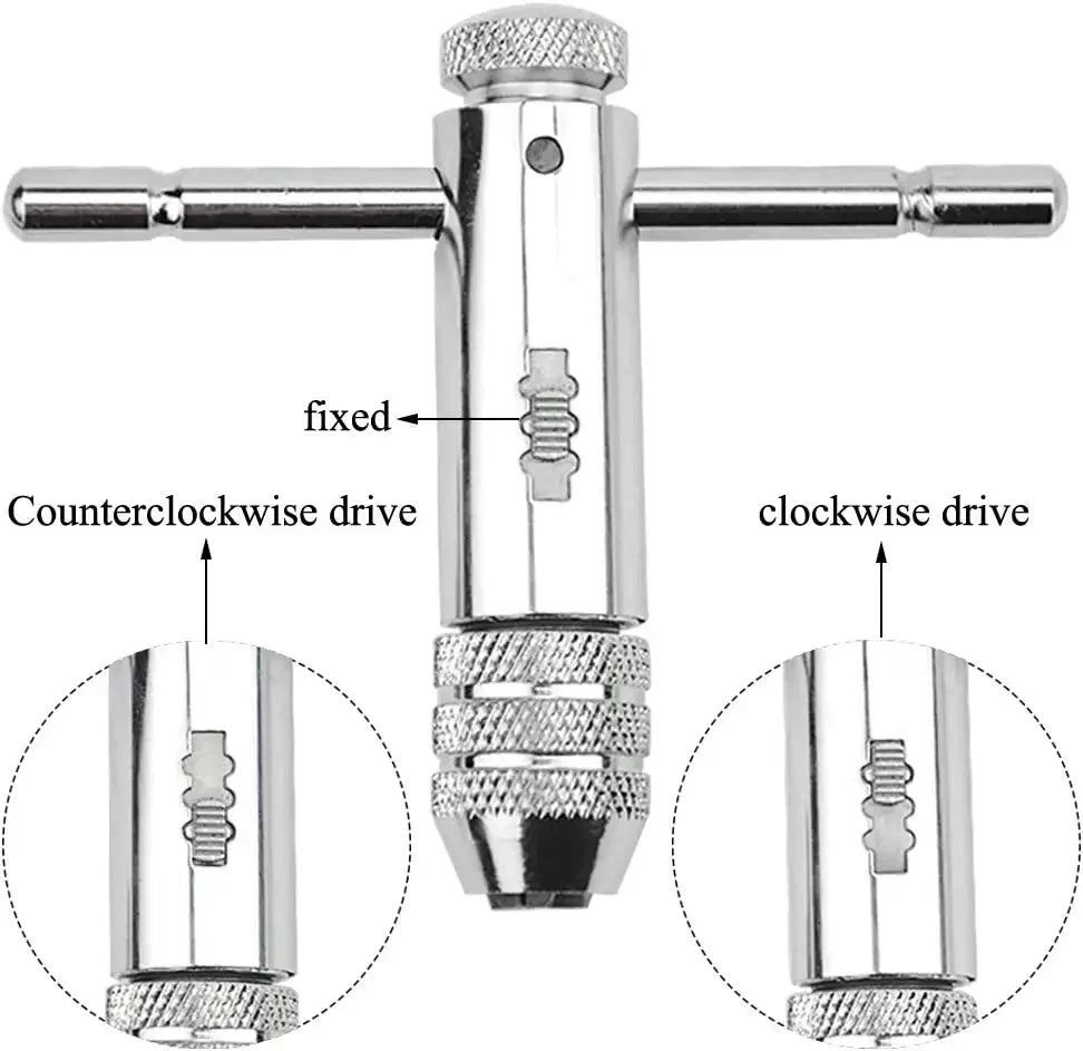 Einstellbarer T-Griff Ratsche Gewindebohrer Halter M3-M8 für Metallgewinde