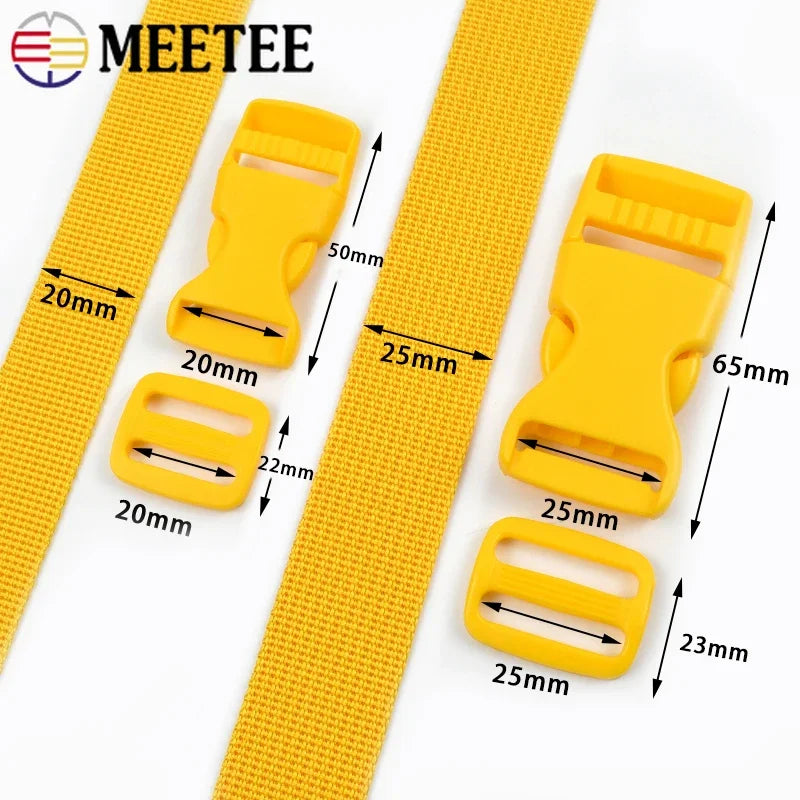 Nylon Gurtband Set 20/25mm Kunststoff Seitenverschluss Tri-Glide Schnallen DIY