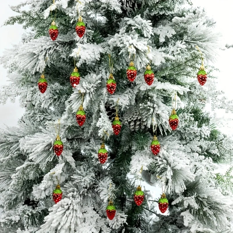 Dekorative rote Weihnachtsbaumanhaenger aus Kunststoff im 6er Set