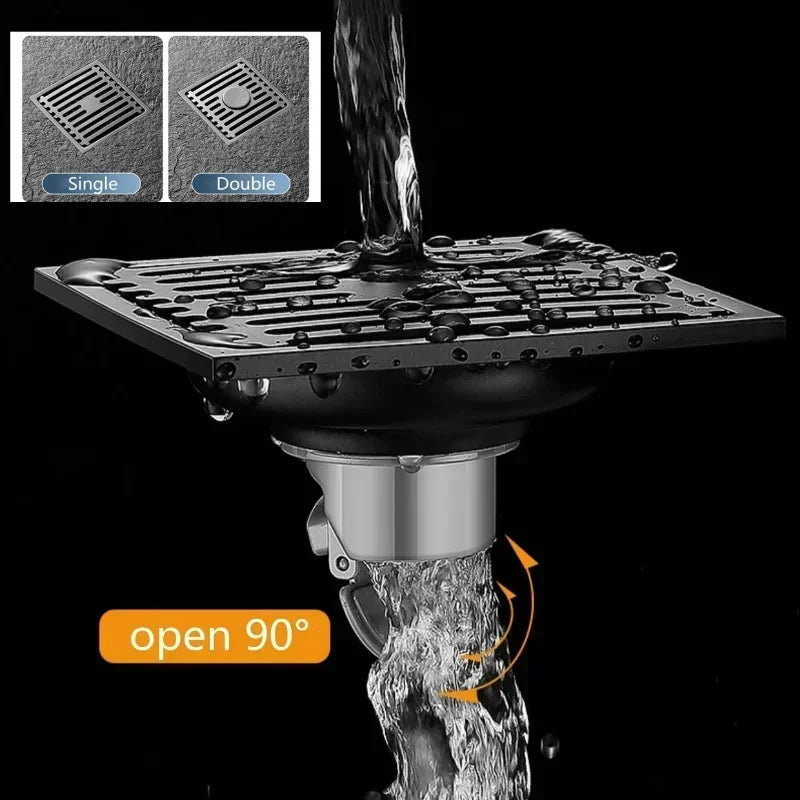 10 cm quadratischer Edelstahl Bodenablauf mit abnehmbarer Abdeckung geruchshemmend