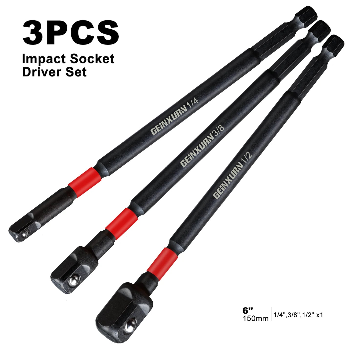 Flexibles Schlagschrauber-Adapter-Set 1/4-3/8-1/2 Zoll aus robustem Stahl