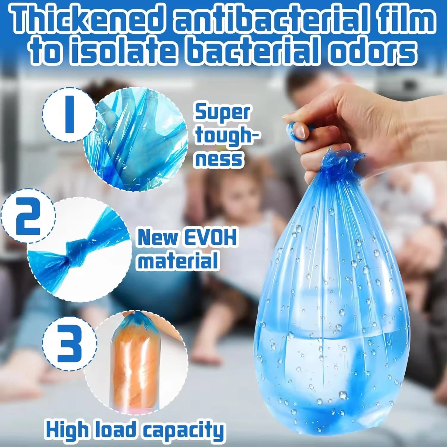 Abbaubare Müllbeutel für Windeleimer 1 5 oder 10 Stück Blau