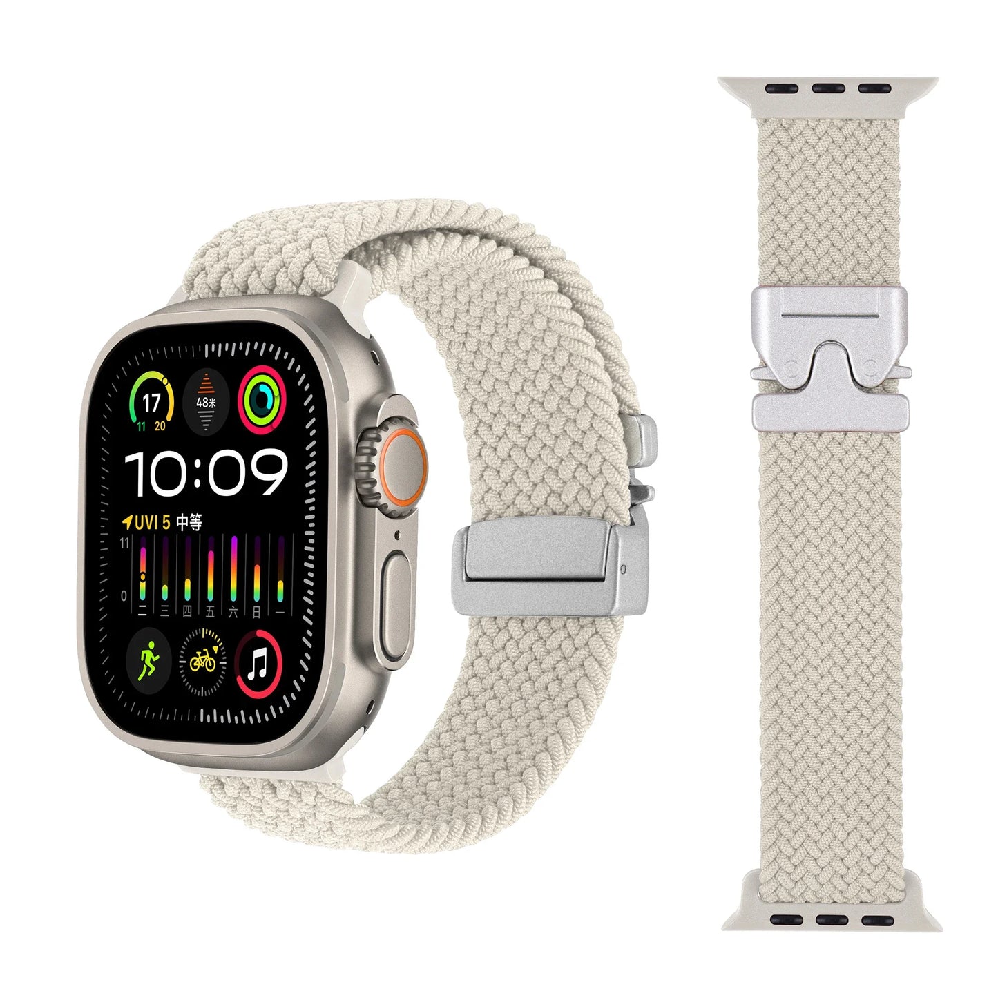Geflochtenes Fallschirm-Nylonarmband mit Metallverschluss für Smartwatches