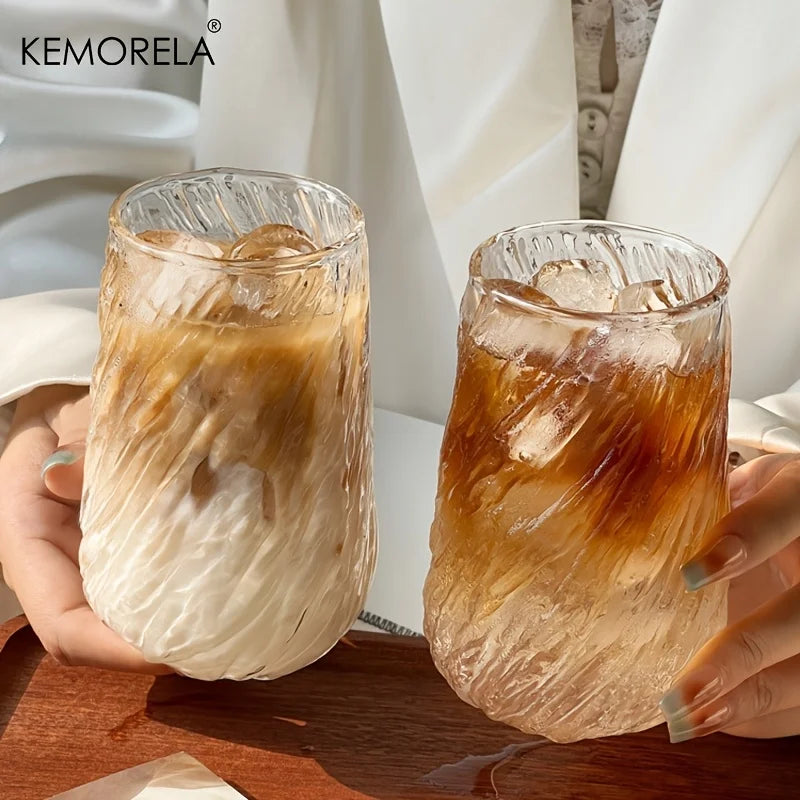 Glasbecher 4 Stück rund stilvolles rotierendes Streifendesign Trinkgläser-Yabubest - Home & More