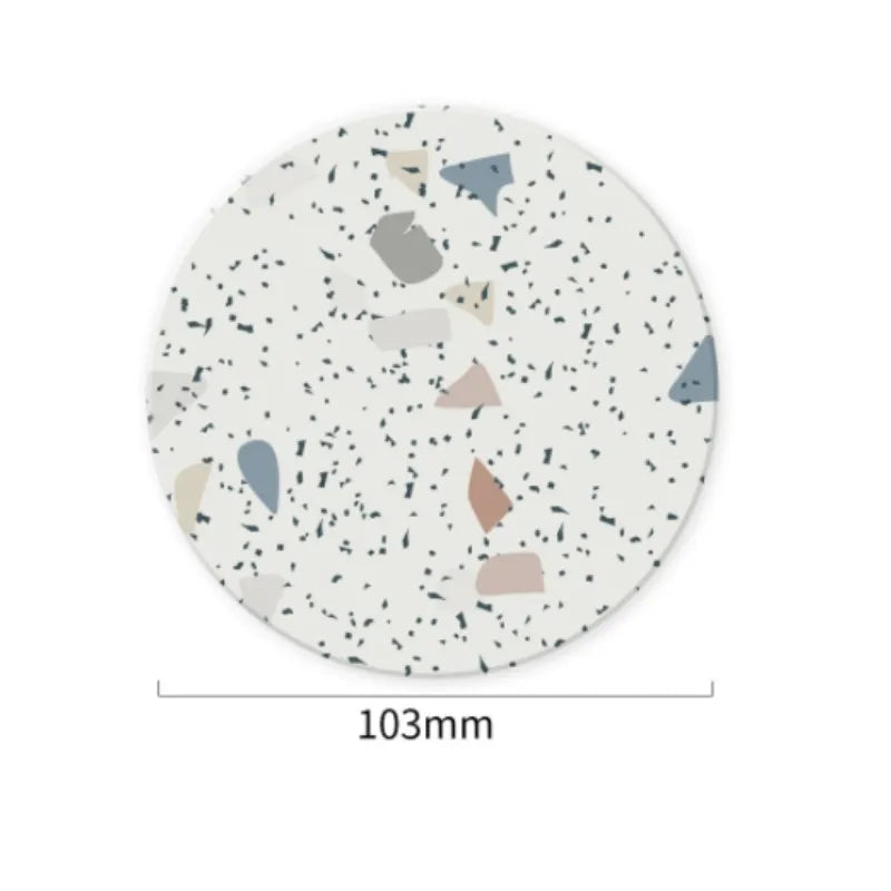 Set mit 1, 4 oder 6 Untersetzern Terrazzo Muster aus Keramikstein