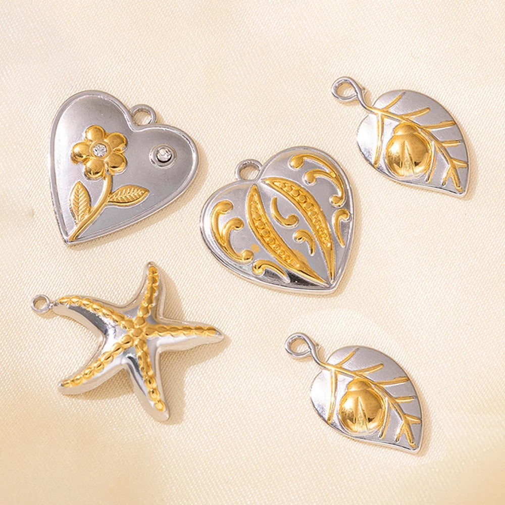 Edelstahl Charms Set mit Muschel - Seestern für Schmuckdesign