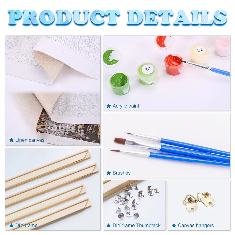 Halloween Malen nach Zahlen Set für Erwachsene Leinwand Wandkunst DIY