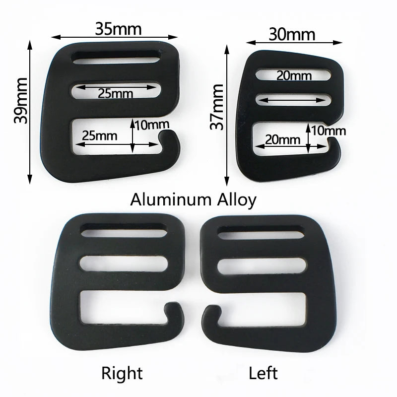 5 oder 10 schwarze Metall G-Hakenschnallen Tri-Glide Riemenversteller