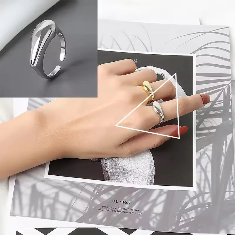 Verstellbarer Silberring mit hohlen Linien, stylischer Punk-Schmuck Unisex