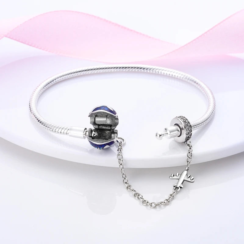 Armband Silber 925 mit Stern Mond Sonne und Grünem Zirkon Charm