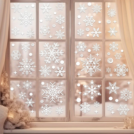 137 Weihnachts Fensteraufkleber Set mit Schneeflocken und Feiertagsmotiven
