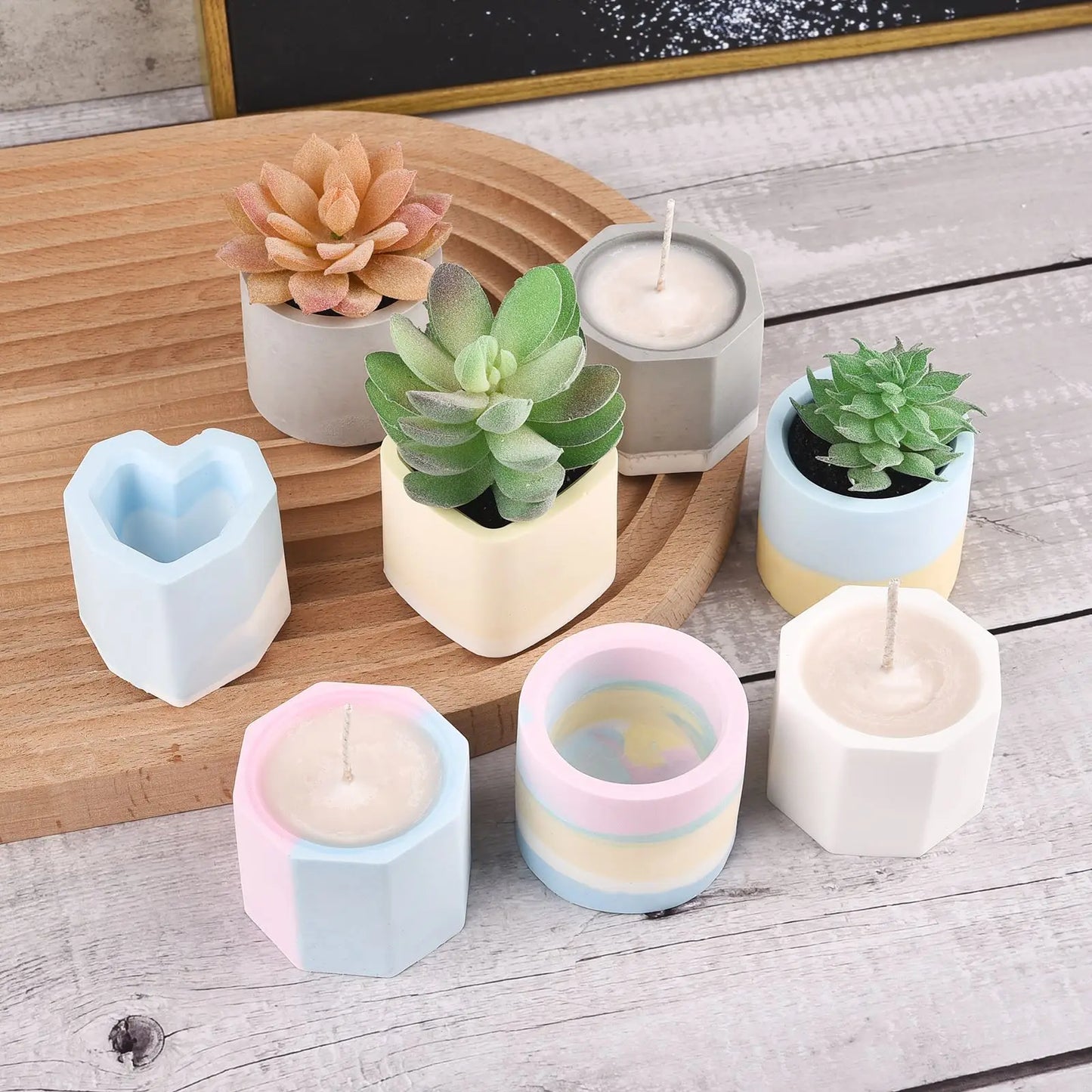3-Loch Runde Silikonform für Beton Blumentopf DIY Deko Sukkulenten