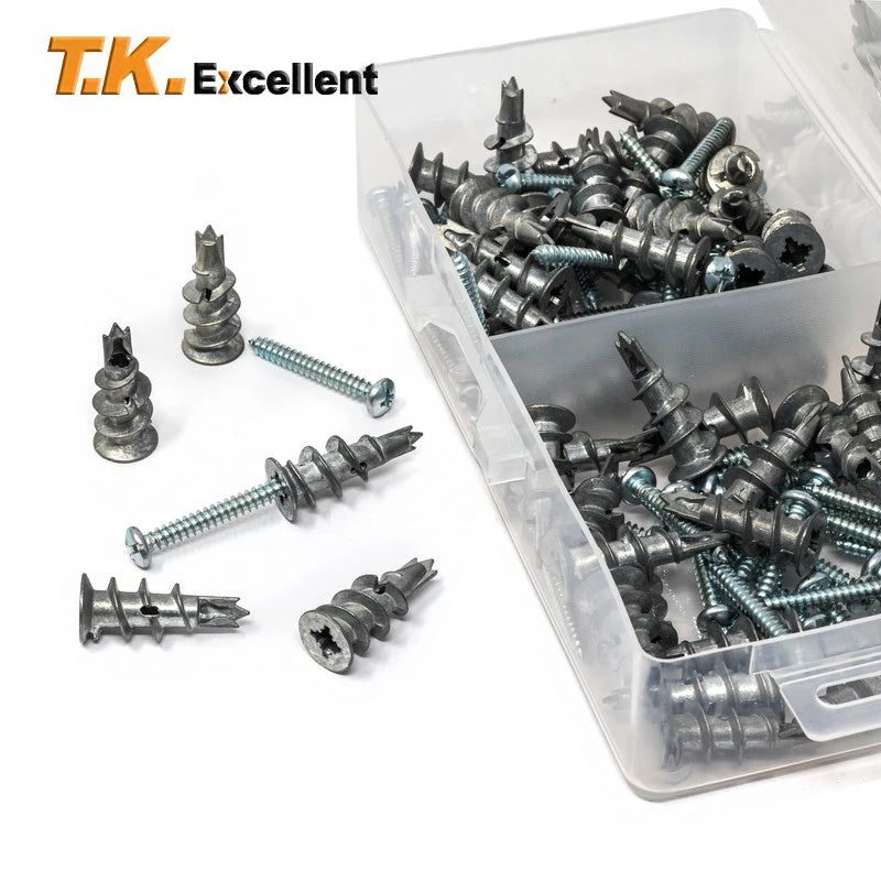 120x Zinklegierung Trockenbauanker mit Blechschraube selbstbohrend