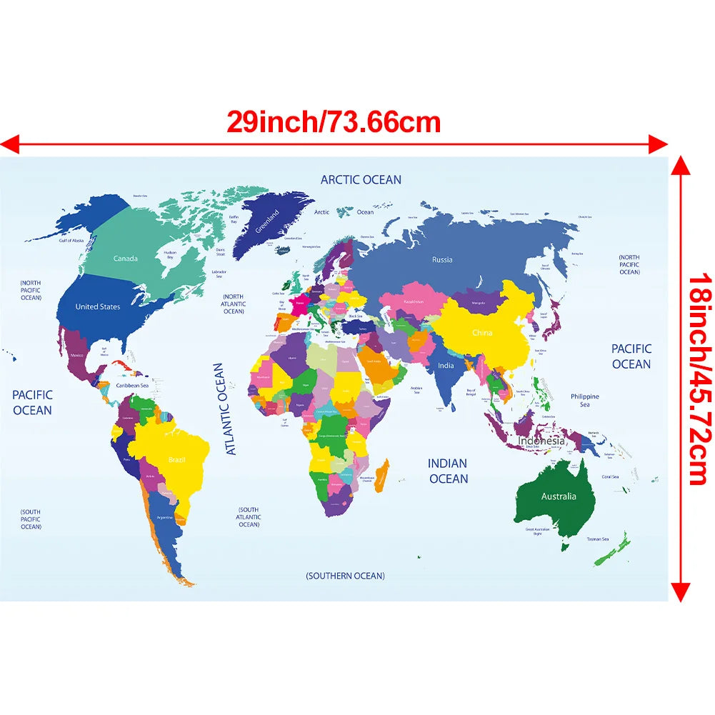 Dekorative Weltkarte Leinwand Poster für Büro und Zuhause