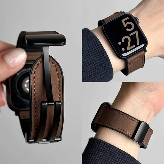 Lederarmband für Smartwatch kompatibel mit 40 41 42 44 45 46 49 mm