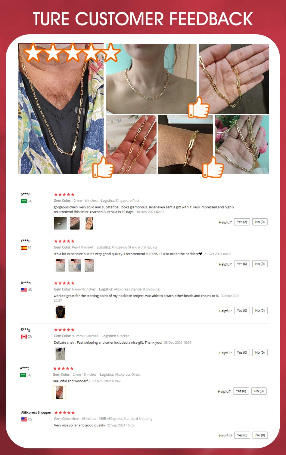 Orsa Jewels 14K vergoldete 925er Sterlingsilber Halskette Büroklammer