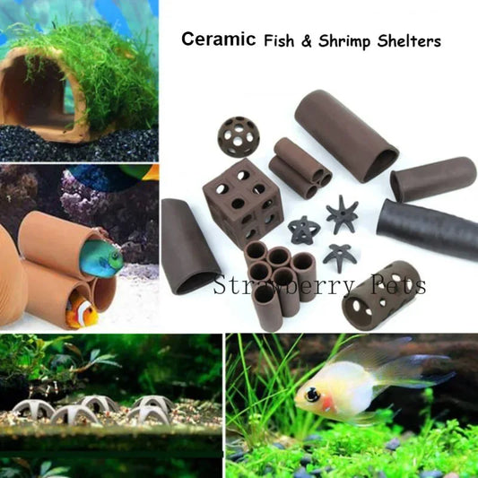 Aquarium Dekorations-Haus Keramik – Schutz für Fische Garnelen (5 Varianten)