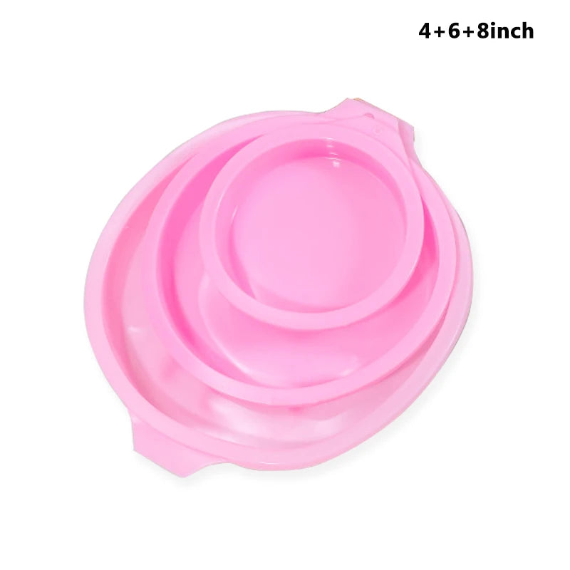 Silikon Kuchenform Set 4 6 8 Zoll Runde Backformen für Mehrschicht Kuchen