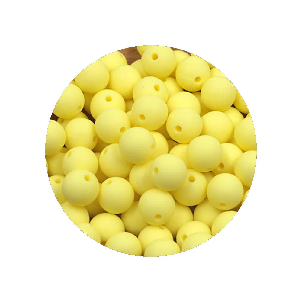 50x Runde Silikonperlen 9 12 15mm für DIY Schmuck & Babyartikel