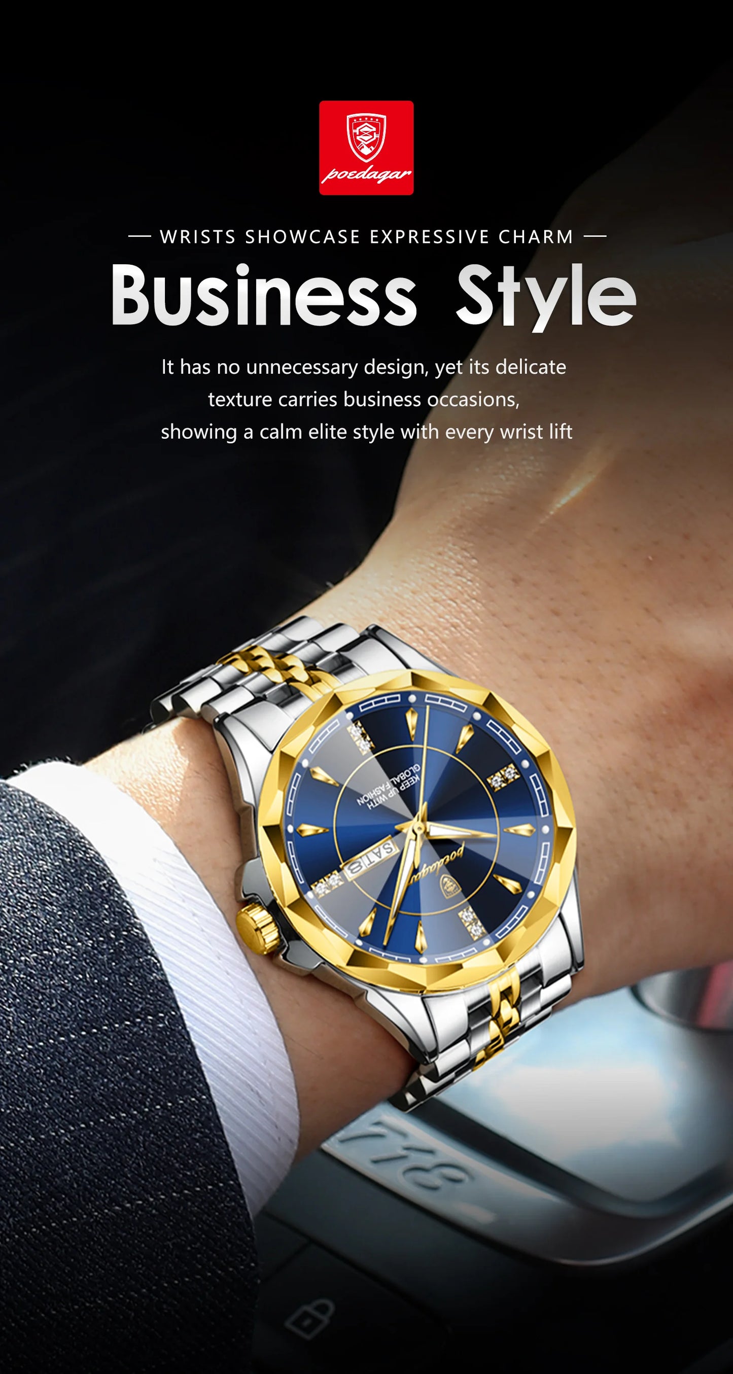 Luxus Herren Quarzuhr Wasserdicht Edelstahl Business Armbanduhr