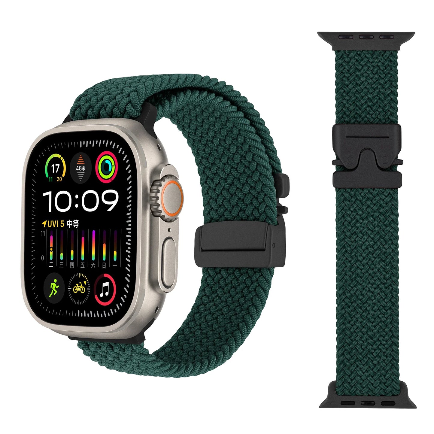 Geflochtenes Fallschirm-Nylonarmband mit Metallverschluss für Smartwatches