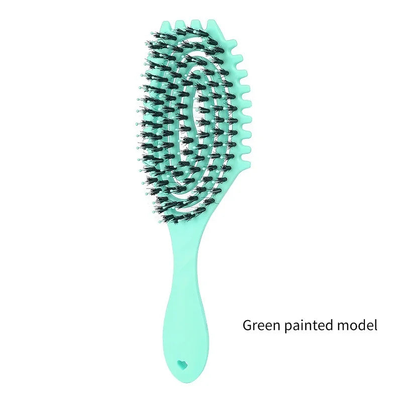 Haarbürste mit Wildschweinborsten zum sanften Entwirren von Locken 22x7cm