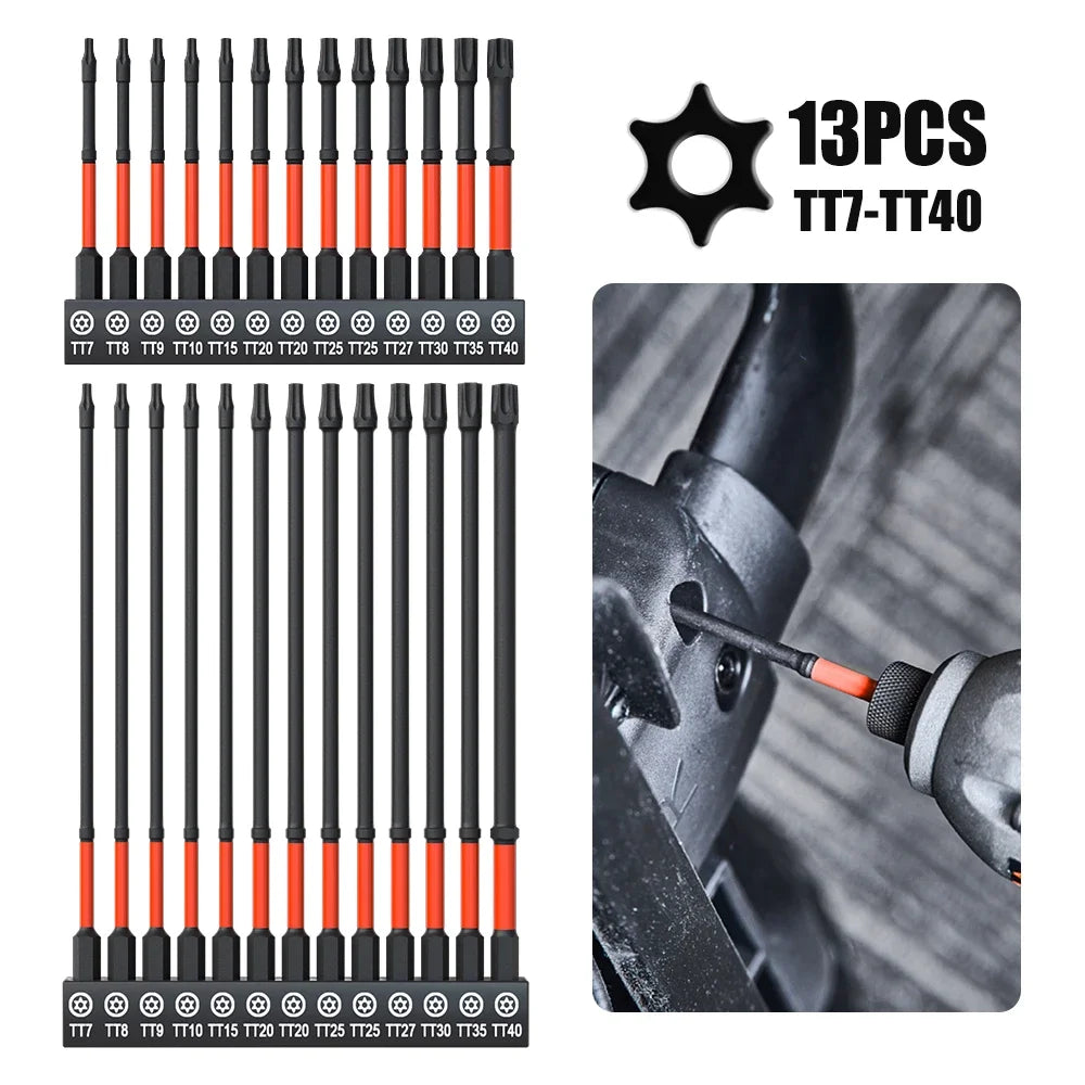 Vielseitiges 13-teiliges Schlag-Inbus Bit Set H1,5-H8 aus robustem S2 Stahl