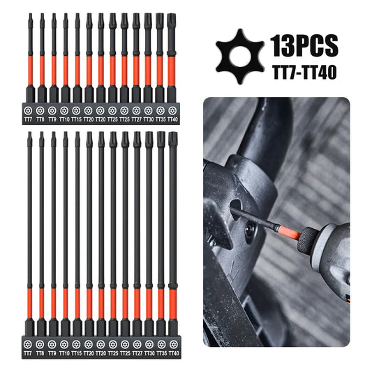 Vielseitiges 13-teiliges Schlag-Inbus Bit Set H1,5-H8 aus robustem S2 Stahl