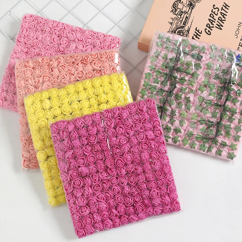 144 teiliges Mini Schaumrosen Set fuer kreative Dekorationen