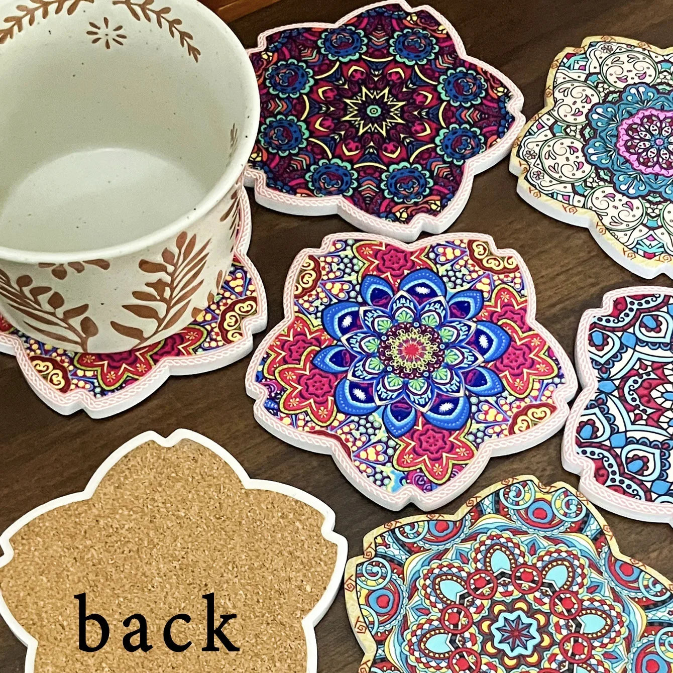 Blumenförmige Keramik-Untersetzer mit Kork Rückseite Wasserfest fürs Zuhause