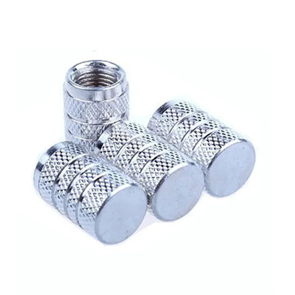 4er Set Aluminium Ventilkappen Rändelung Stil für Auto Reifen Ventile